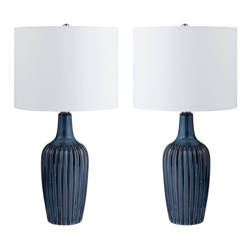 Ensemble de 2 lampes de table en céramique avec abat-jour, Bleu