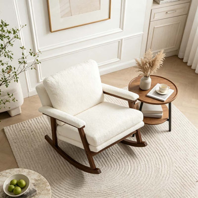 Chaise d'appoint moderne, chaise berçante avec structure en bois