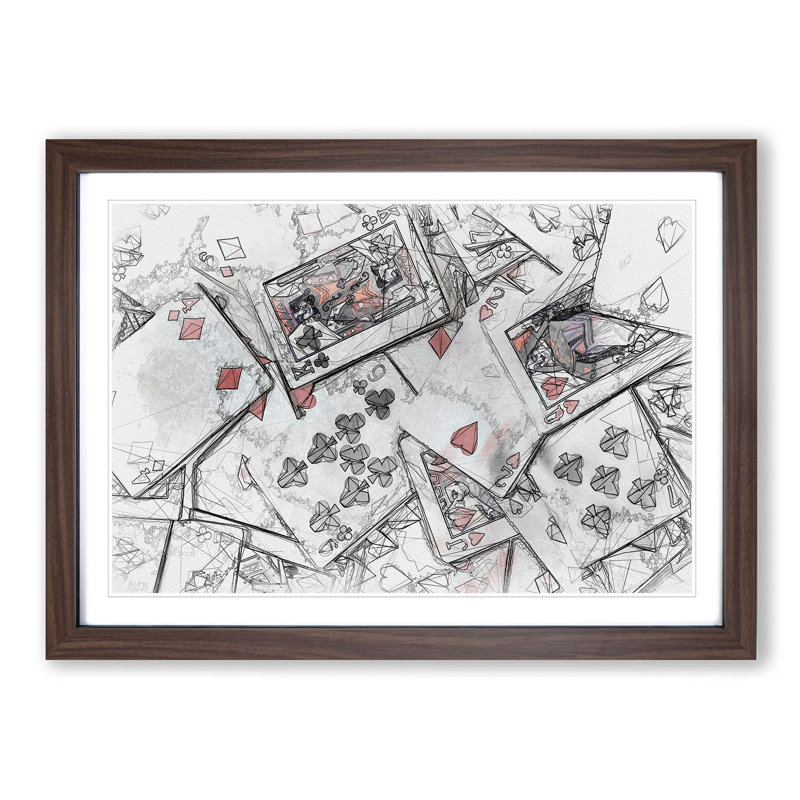 Deck of Cards in Abstract - Picture Frame Graphic Art Print, Walnut Framed, 27cm H x 36cm W x 2cm D