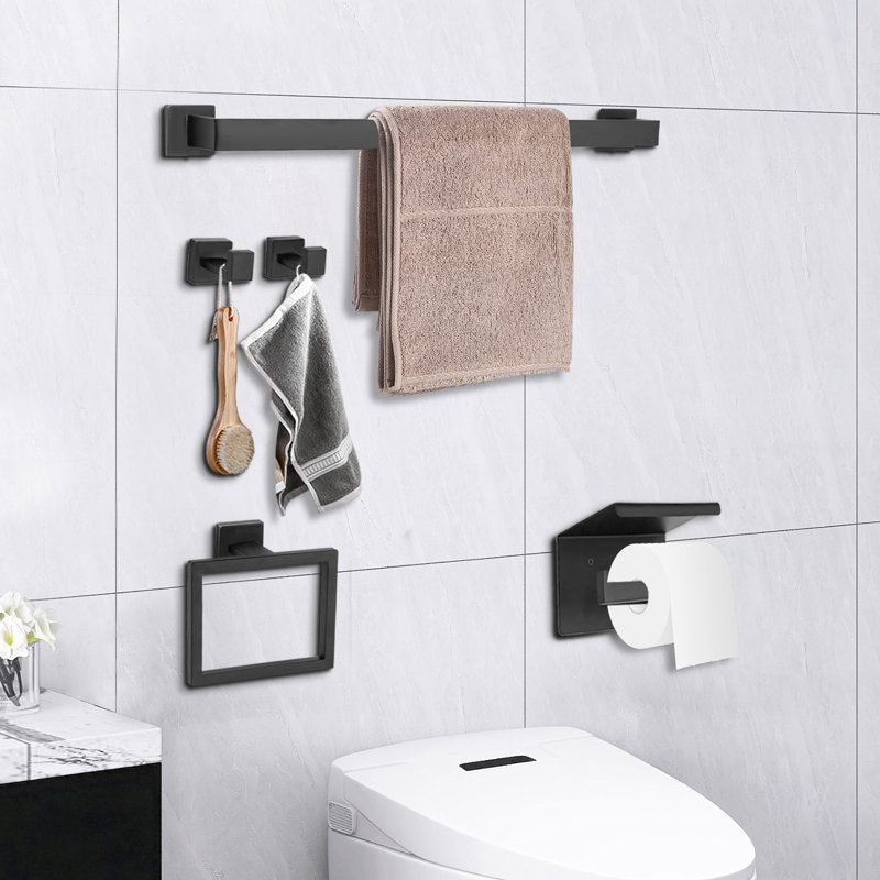 5 - Piece Bathroom Hardware Set, Black