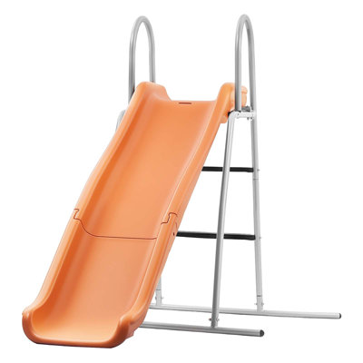 Water Slide, 5.5ft Outdoor Waterslide for Kids, Free Standing Pool Wave Slide with 6.5ft Ground Tarp, Built in Adjustable Sprinkler, Metal Plastic Playground Equipment, Platform for Backyard Fun