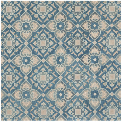 Amory Hand Tufted Wool/Cotton Geometric Rug in Blue/Gray