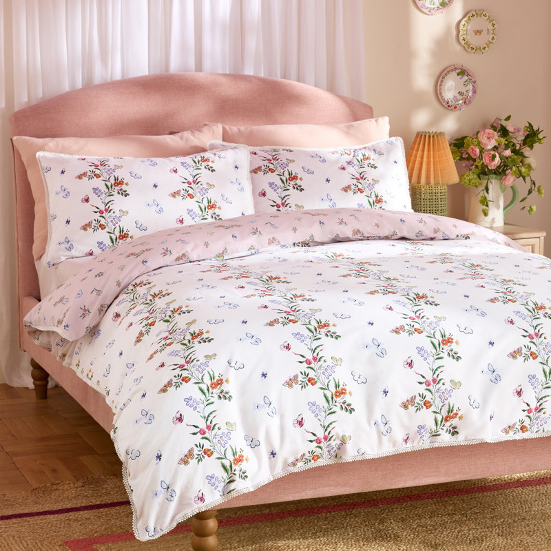 Flutter Floral Reversible Cotton Duvet Cover Set, Single