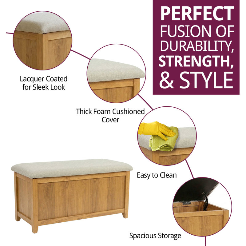 Amina Linen Upholstered Storage Bench