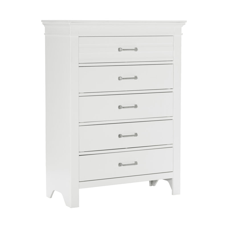 Commode 5 tiroirs Brendis, Blanc
