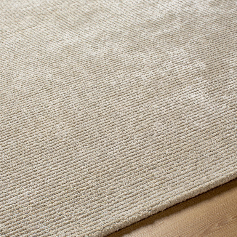 Tapis beige en laine / viscose touffeté à la main Brendy, Rond 10 pi
