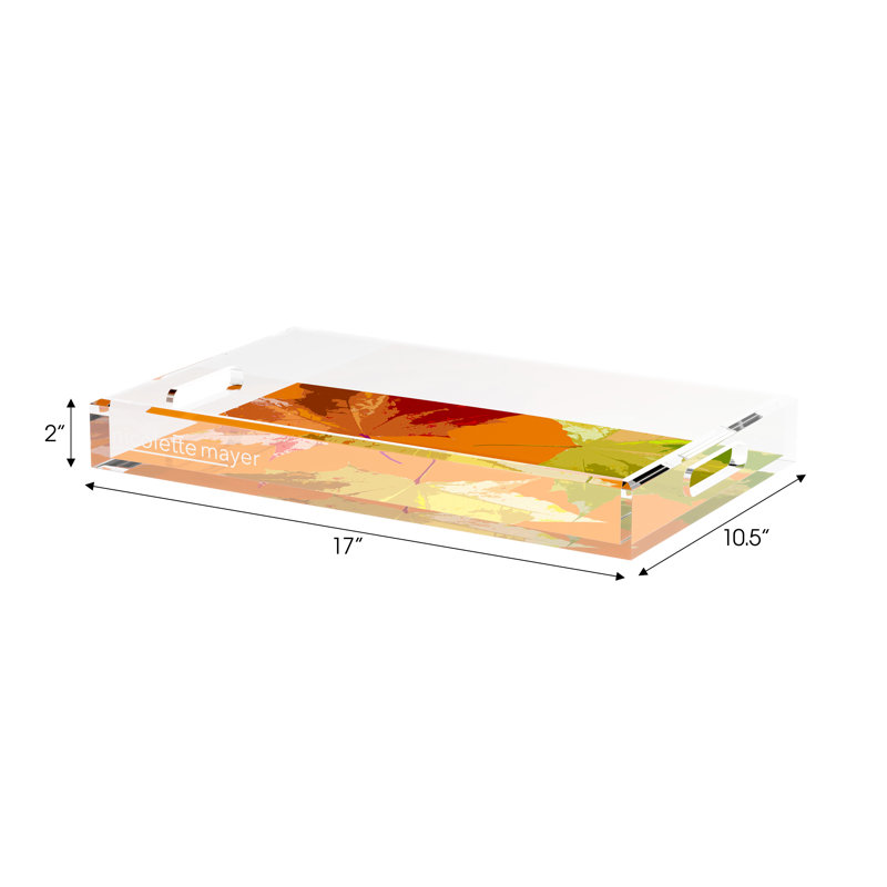 Autumn Leaves Acrylic Rectangle Decorative Tray, 17"W x 10.5"D x 2"H