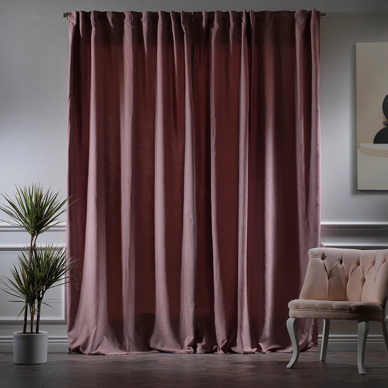 Extra Long & Extra Wide Decorative Curtain Single Panel, 140cm Width x 295cm Drop, Rose Pink