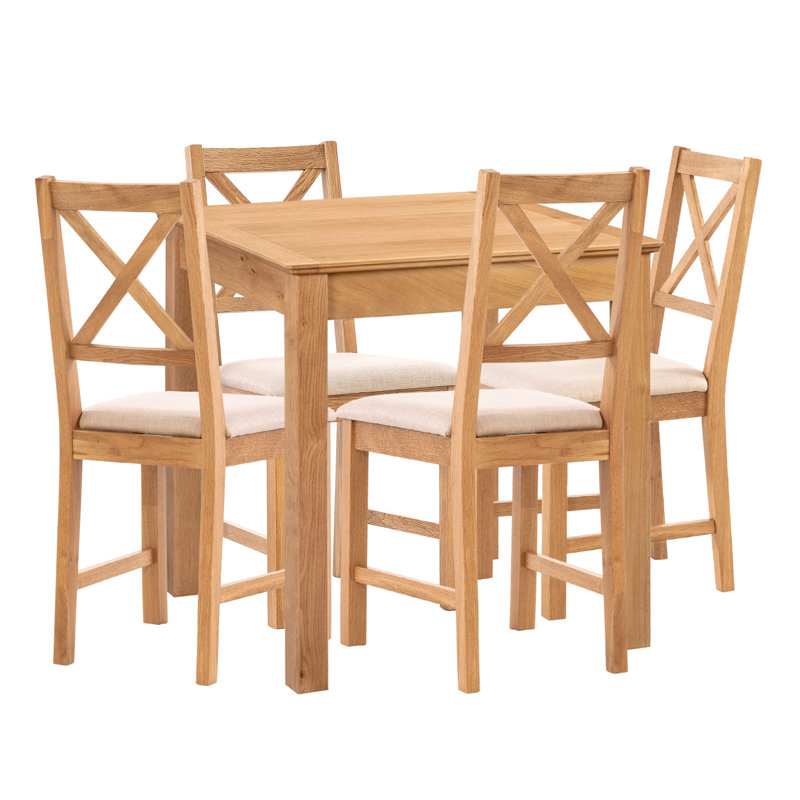 4 - Person Solid Oak Dining Set, Beige