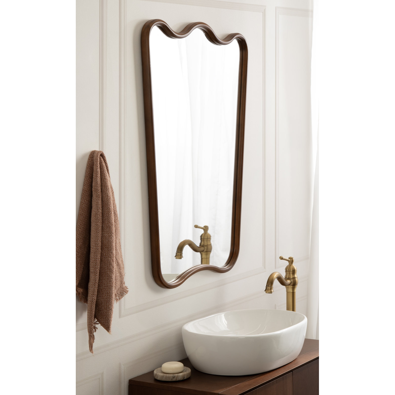 Aderyn Modern Scalloped Wall Mirror for Bathroom