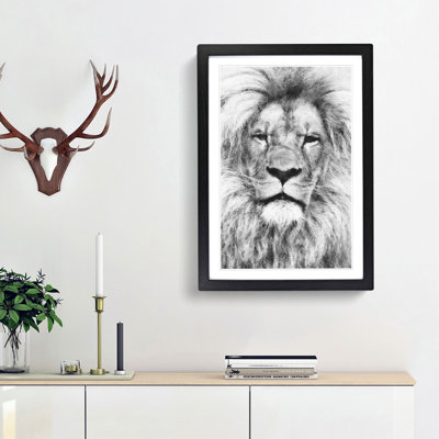 Lion Portrait - Picture Frame Drawing Print