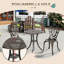 Abbot 3 Piece Garden Bistro Set with Umbrella Hole for Patio Bronze Tone
