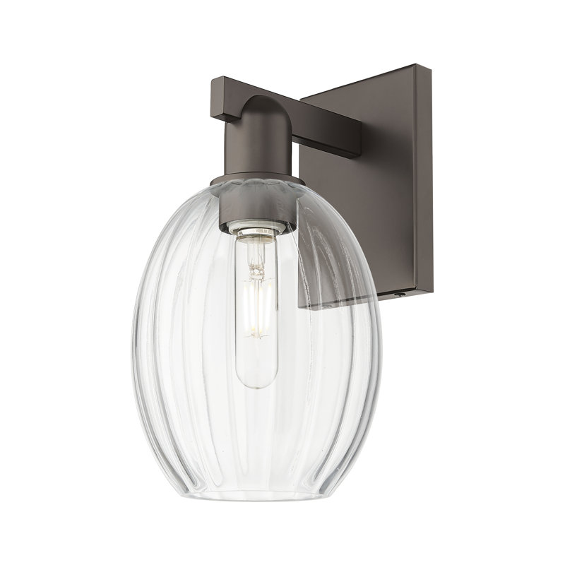 Ruvalcaba - 1 Light Bell Shade Wall Mount Sconce, Oil Rubbed Bronze, Clear