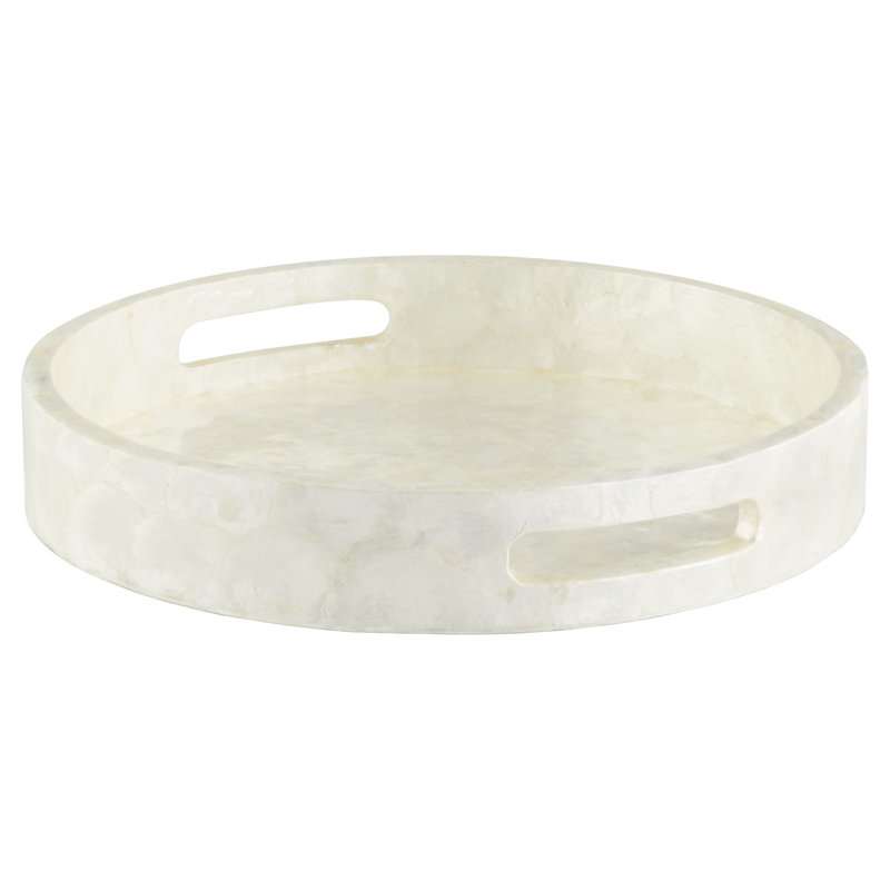 Triton Shell / Capiz Tray, 2.5" H x 16" W x 16" D, Pearl