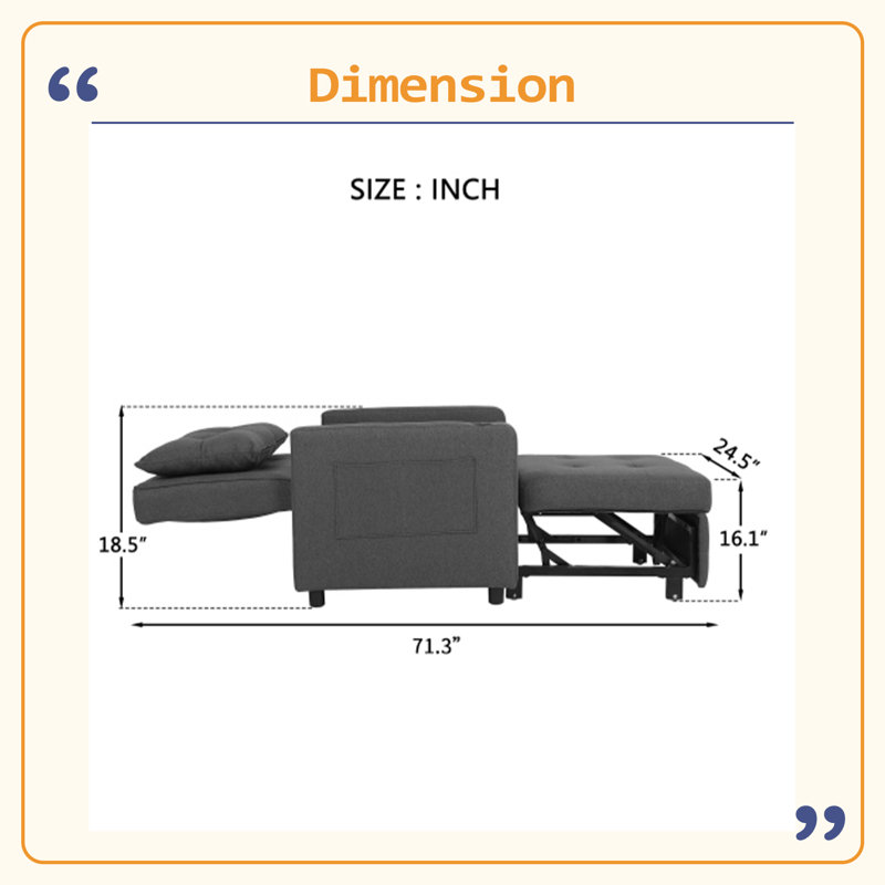 Canapé-lit convertible 3 en 1 Sleeper Chair, Gris