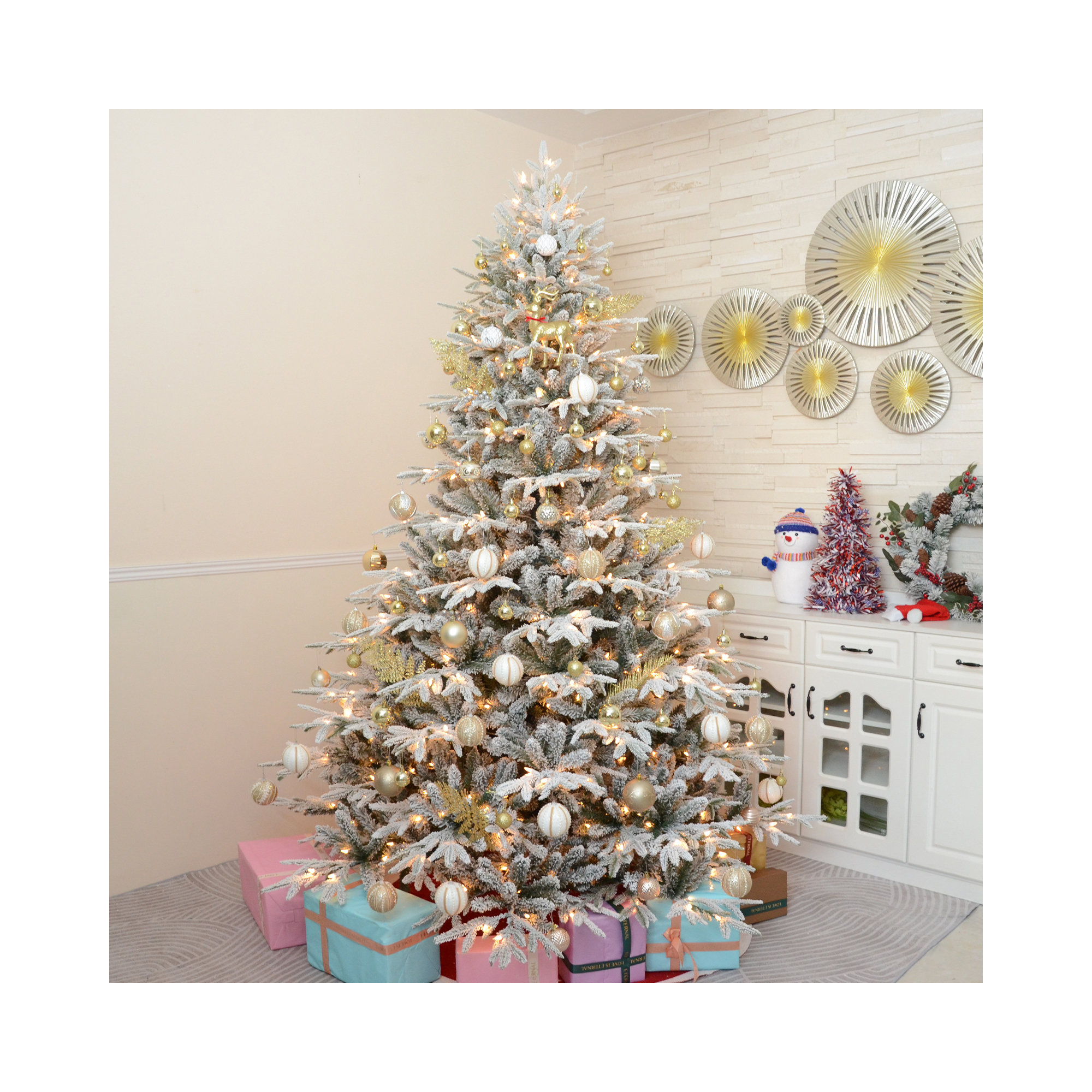 5FT Unlit Blue Spruce Artificial Christmas Tree with 1197 PE&PVC Branch Tips,Full Hinged Xmas Tree with Foldable, 5'
