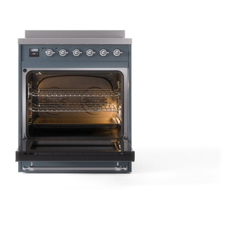 ILVE Nostalgie II 30 in Induction Range, Blue Gray/Chrome