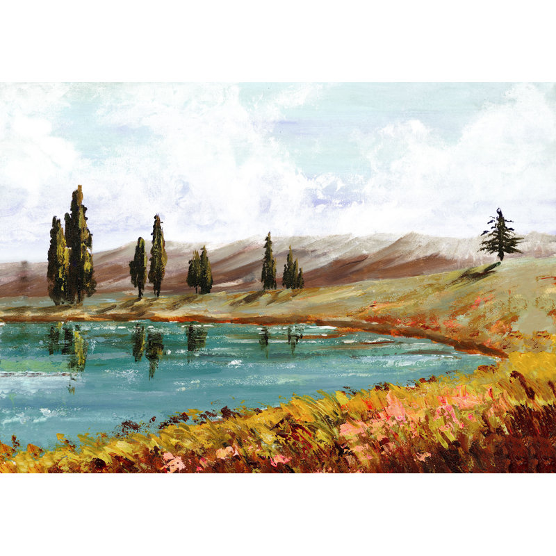 «Painted Flower Tree Lake», reproduction sur toile, H 32 po x l 48 po