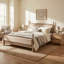 Ensemble de chambre à coucher 3 pièces avec lit plateforme tapissier et 2 tables de chevet Dorsen-129746587-129746586