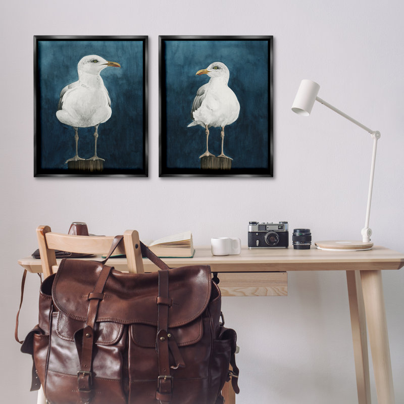 Ensemble de 2 toiles flottantes Seagull, H 31 po x l 25 po, Cadre flottant noir de jais