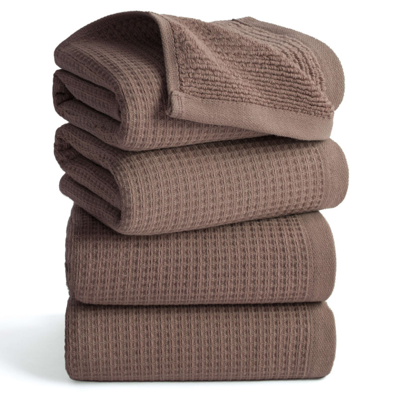 Essuie-mains luxueux 100% coton 4 pièces, Châtaigne