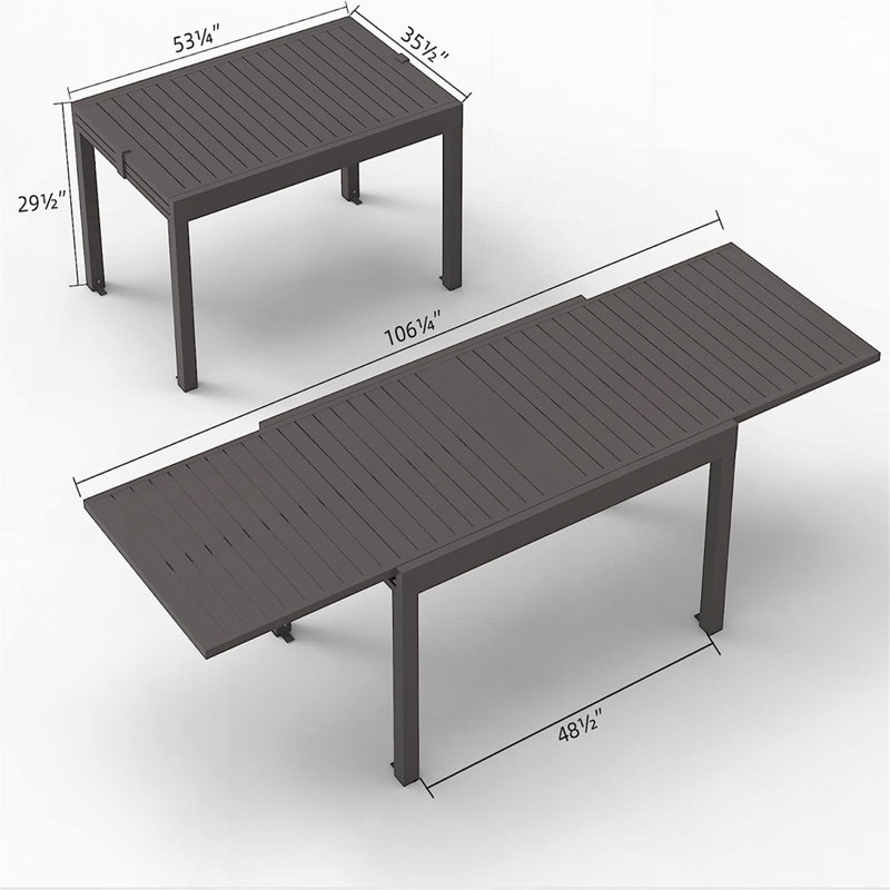 Table de salle à manger extensible pour l'extérieur, H 29,5 po x l 37,4 po x P 88,98 po , Marron foncé