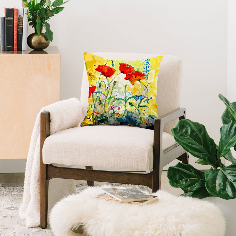 Poppies Provence Outdoor Throw Pillow, 26" x 26"