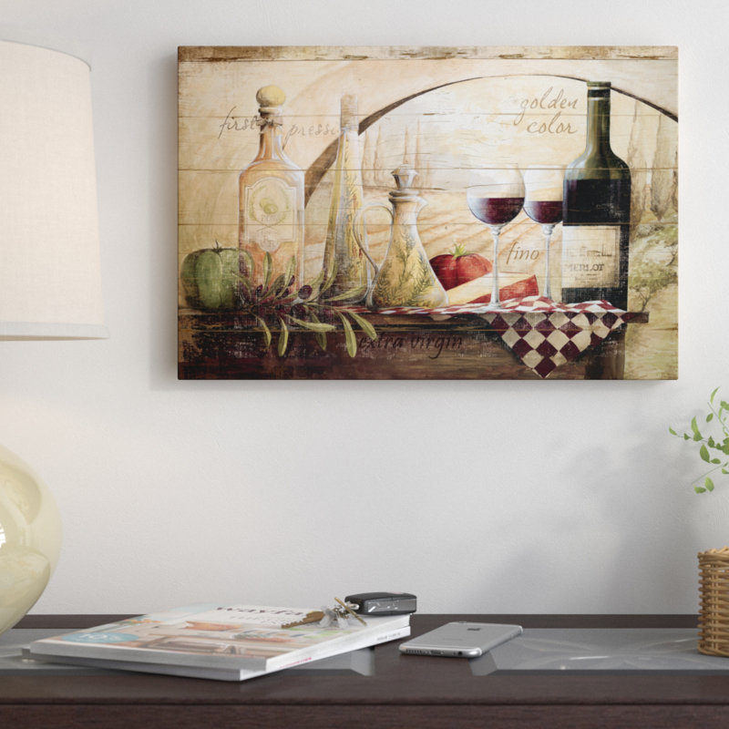 " Tuscan Vineyard Wine ", Wrapped Canvas, 24" H x 36" W