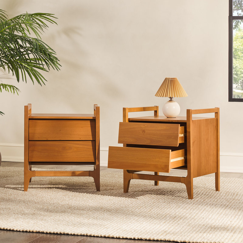 Maesie 2-Drawer Solid Wood Nightstands, Brown