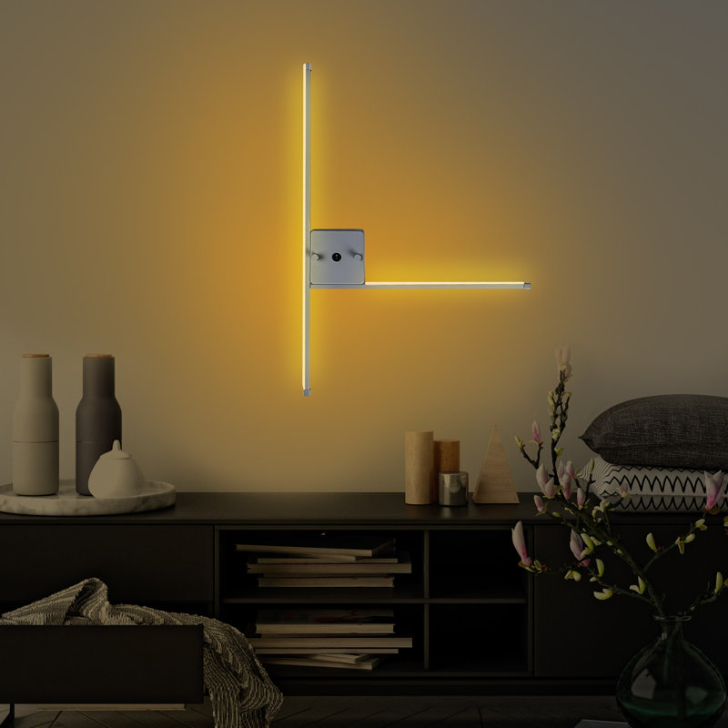 Modern Wall Lamp with Metal Body, Chrome Finish, 24.0 x 16.5 x 1.2 Inches | SMD LED 14.4W, 3000K Warm White Light | Stylish and Functional Lighting for Living Room, Bedroom, or Office, IP20 Rated