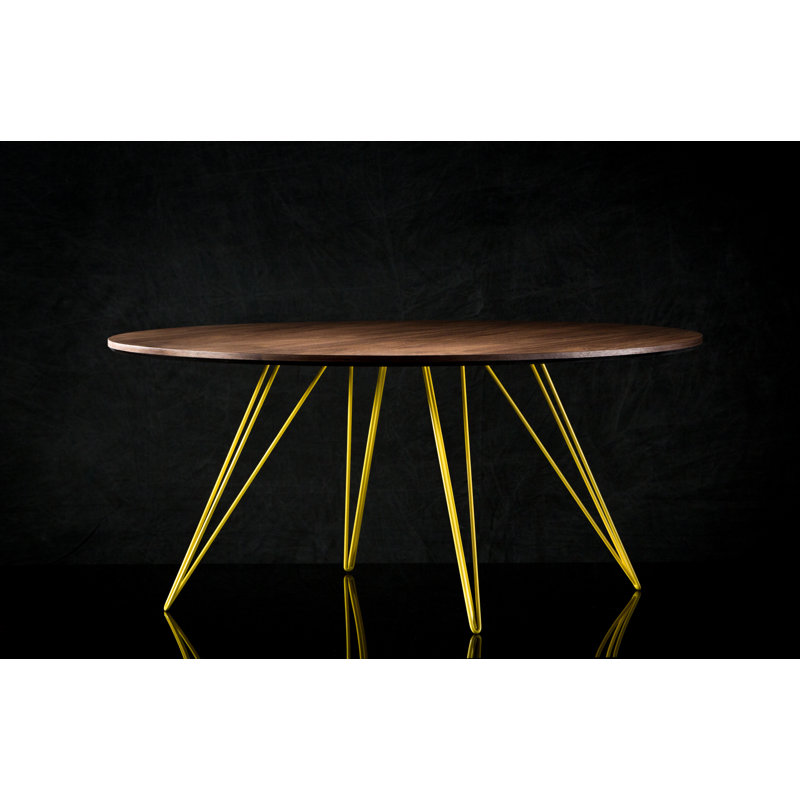 Williams Single Coffee Table, 18" H x 46" L x 46" W, Yellow, Walnut