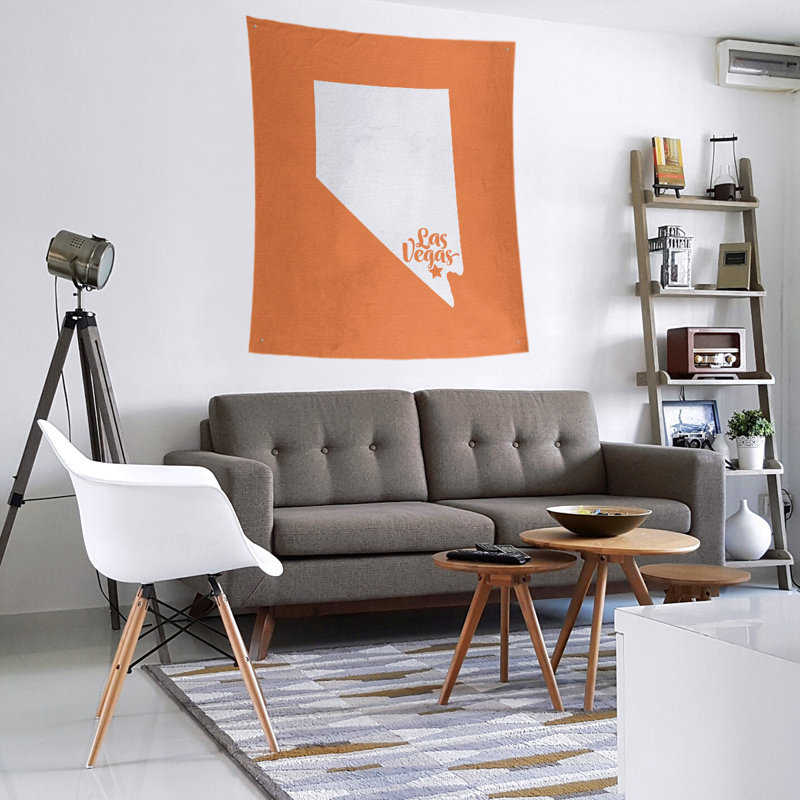 Tapisserie murale Las Vegas Nevada, H 27,5 po x l 37,5 po, Orange