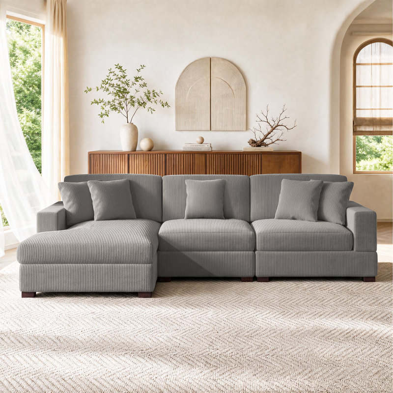 Milbrey Modular Corner Sofa, Left Hand Facing, Light Grey