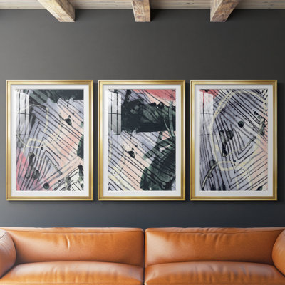 Angled Spaces IV  -Custom Framed  Premium Print W Matt - 3 Pieces