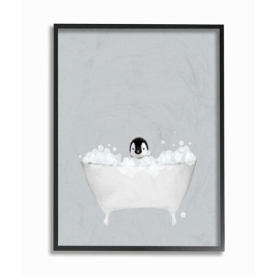 «Penguin Blue Bath Cute Animal Design» par Leah Straatsma - impression d'art graphique