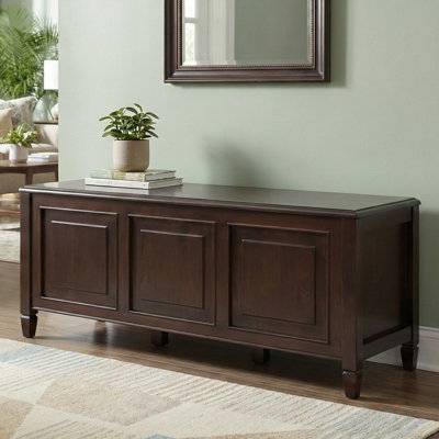 Connaught 51"W Solid Wood Storage Bench Trunk with Lift-Top Lid and 3 Storage Compartments