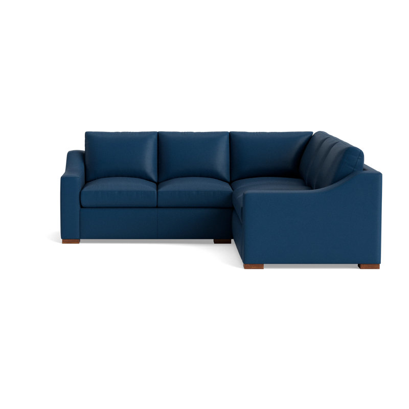 Lucca Corner Sectional (95" X 95" ), Bison Deep Blue Top Grain Leather, Left Hand Facing