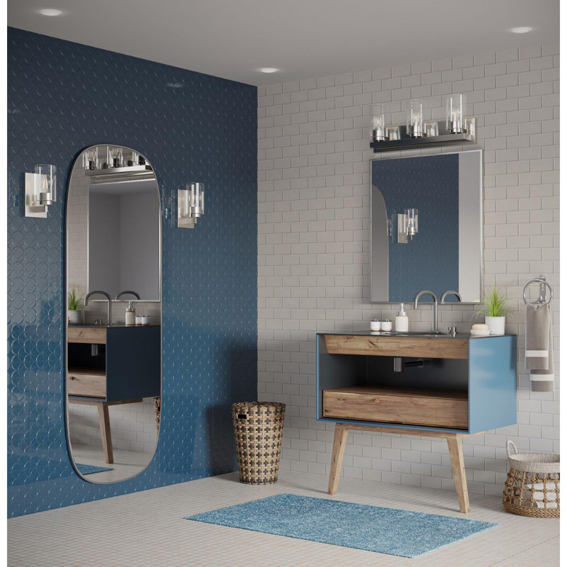 3 - Light Dimmable Vanity Light, Silver