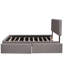 Lit plateforme tapissier avec 2 tiroirs et 1 lit gigogne simple TG, tissu de lin, grand-290962494