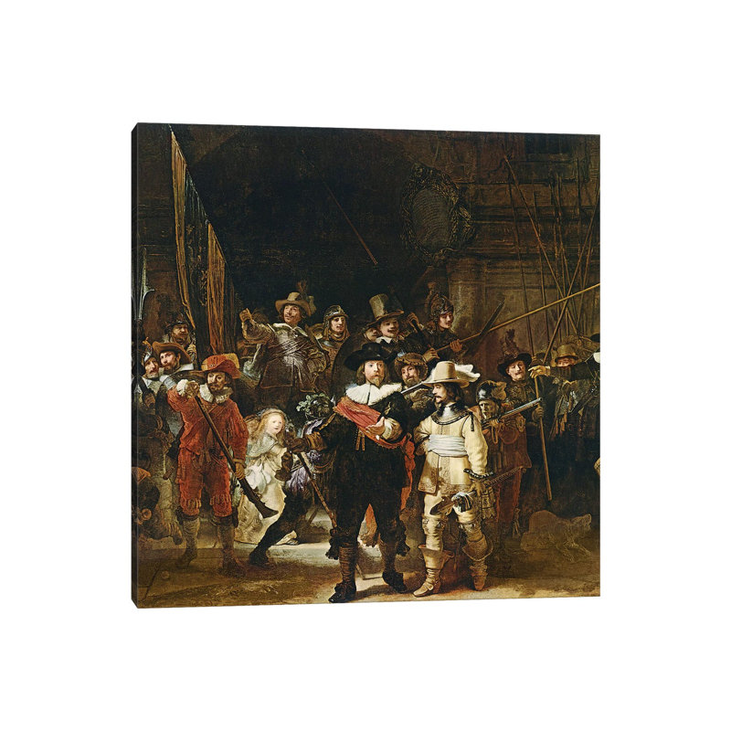 The Nightwatch, 1642 by Rembrandt Van Rijn - Painting on Canvas, 30.48cm H x 30.48cm W x 1.91cm D, Wrapped Canvas