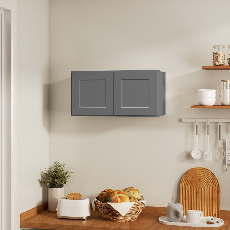 Armoire murale standard Shaker de gris Shaker de l 30 po x P 12 po x H 15 po Homeibro Cozy Design, Shaker pierre grise