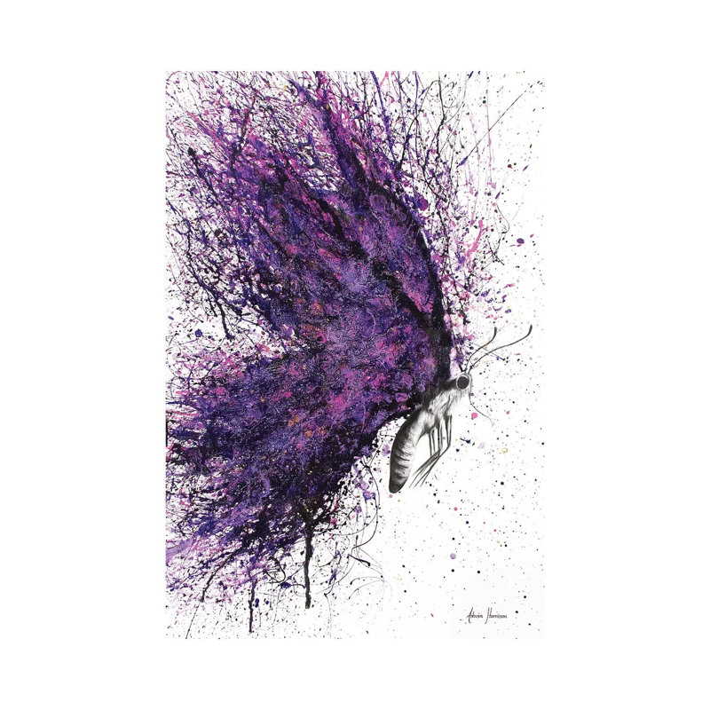 Purple Sky Butterfly by Ashvin Harrison - Print on Canvas, 20.32 cm H x 30.48 cm W, Wrapped Canvas