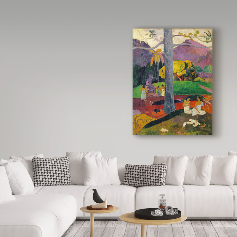 «In Olden Times Mata Mua», reproduction de peinture à l'huile sur toile tendue, H 47 po x l 35 po x P 2 po