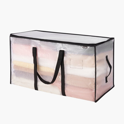 90L Large Storage Bags, 6 Pack Clothes Storage Bins, Foldable Closet Organizers Containers With Reinforced Handle, Plastic Storage Bags For Clothing, Blanket, Comforter, Bed Sheet, And Pillow