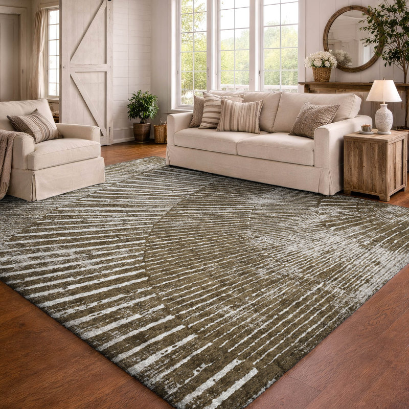Premium Machine Washable Dream Shag ADS542 Fan-Like Rug, Chocolate, 9' x 12'