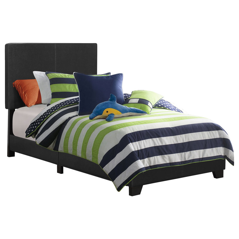 Clu Faux Leather Upholstered Twin Panel Bed Black, Twin, Black