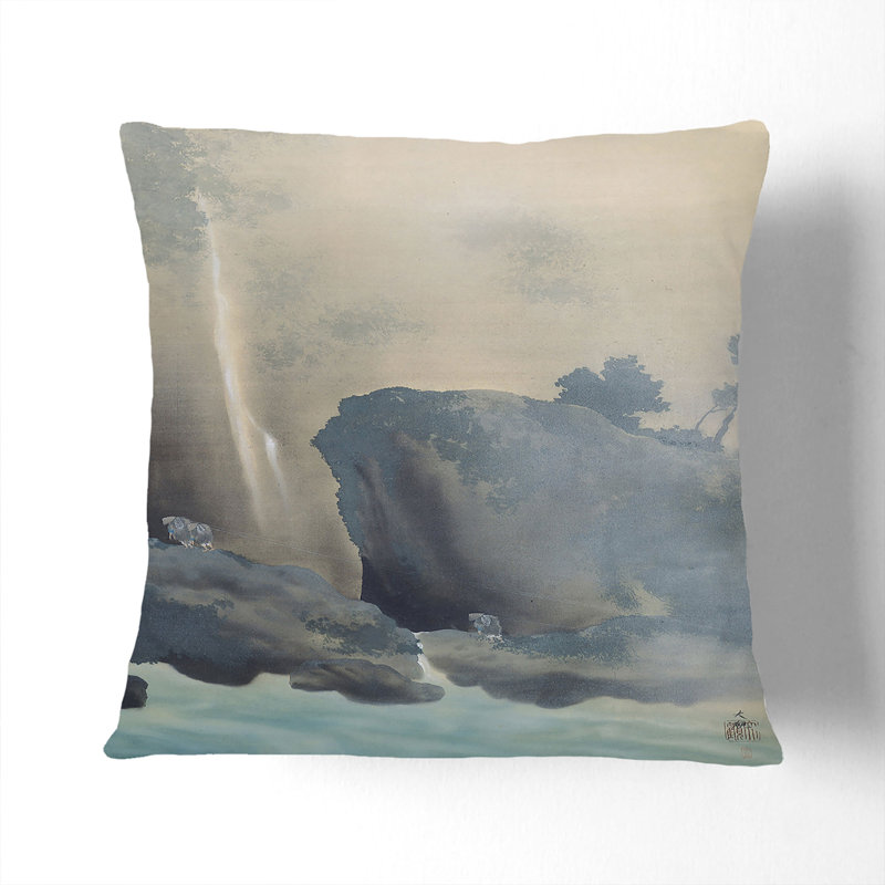 Towing a Boat by Yokoyama Taikan Cushion with Filling, 55cm H x 55cm W x 20cm D