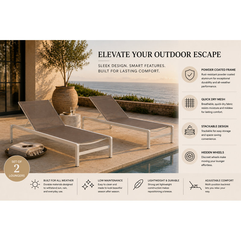 Isabella Outdoor Chaise Lounge, Gray