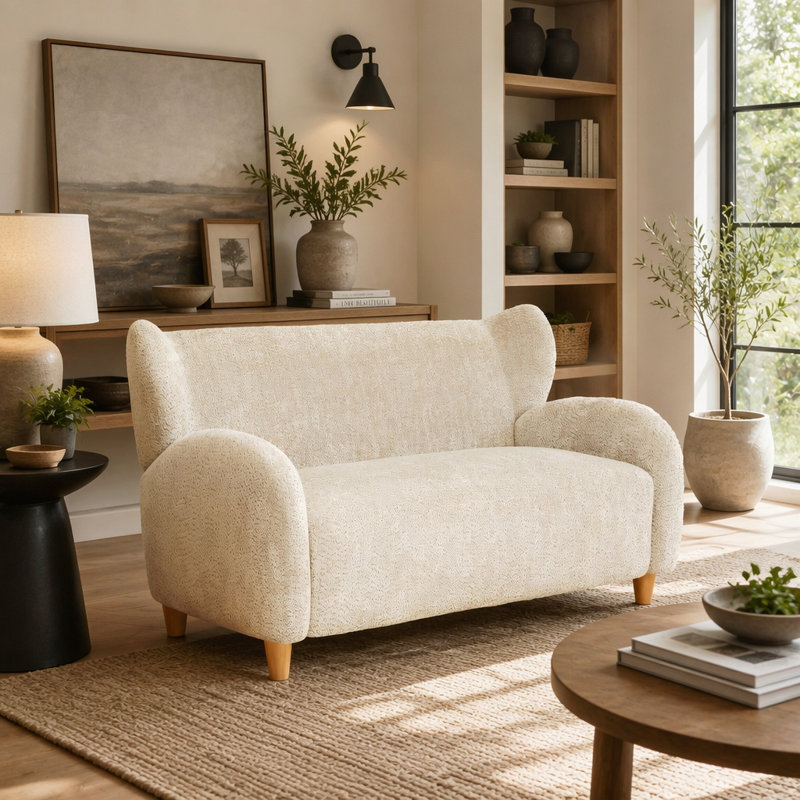 Causeuse en chenille, Chenille brun clair