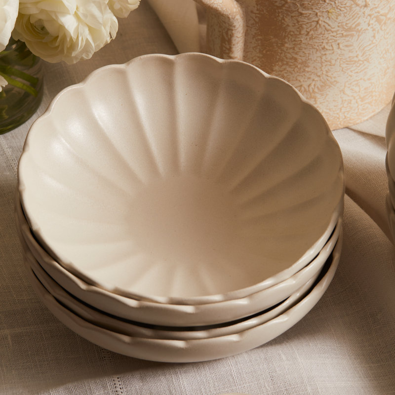 Dhalia Stoneware Pasta Bowl, White